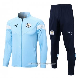 Chandal de Chaqueta del Manchester City 22-23 Azul Claro