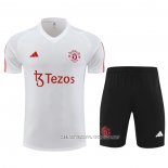 Chandal del Manchester United 23-24 Manga Corta Blanco - Pantalon Corto