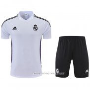 Chandal del Real Madrid 22-23 Manga Corta Blanco y Purpura - Pantalon Corto