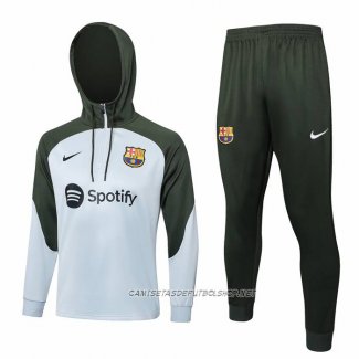 Chandal de Sudadera del Barcelona 23-24 Nino Gris Claro