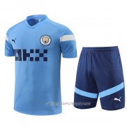 Chandal del Manchester City 22-23 Manga Corta Azul - Pantalon Corto