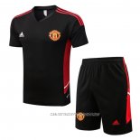 Chandal del Manchester United 22-23 Manga Corta Negro - Pantalon Corto