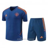 Chandal del Manchester United 22-23 Manga Corta Azul - Pantalon Corto