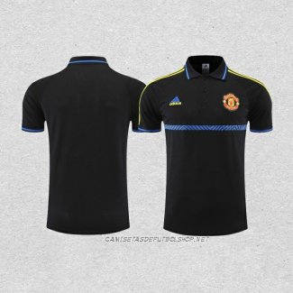 Camiseta Polo del Manchester United 22-23 Negro y Azul