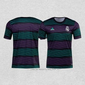 Camiseta Pre Partido del Real Madrid 2022 Verde y Purpura