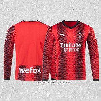 Camiseta Primera AC Milan 23-24 Manga Larga