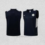 Camiseta de Entrenamiento Manchester City 21-22 Sin Mangas Azul