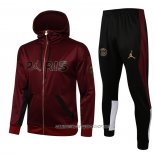Chandal con Capucha del Paris Saint-Germain 21-22 Rojo
