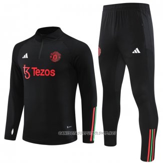 Chandal de Sudadera del Manchester United 23-24 Nino Negro