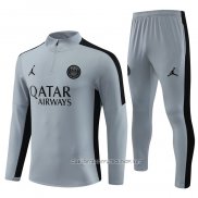 Chandal de Sudadera del Paris Saint-Germain Jordan 23-24 Nino Gris