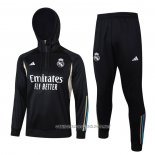 Chandal de Sudadera del Real Madrid 23-24 Nino Negro y Blanco