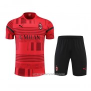 Chandal del AC Milan 22-23 Manga Corta Rojo - Pantalon Corto