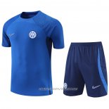 Chandal del Inter Milan 22-23 Manga Corta Azul - Pantalon Corto