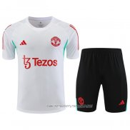 Chandal del Manchester United 23-24 Manga Corta Blanco - Pantalon Corto