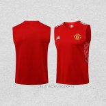 Camiseta de Entrenamiento Manchester United 21-22 Sin Mangas Rojo