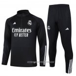 Chandal de Sudadera del Real Madrid 23-24 Negro y Blanco