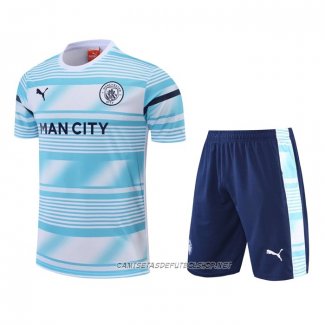 Chandal del Manchester City 2022 Manga Corta Azul - Pantalon Corto