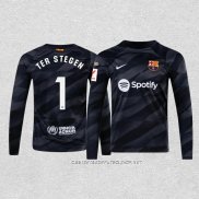 Camiseta Barcelona Portero Jugador Ter Stegen 23-24 Manga Larga Negro