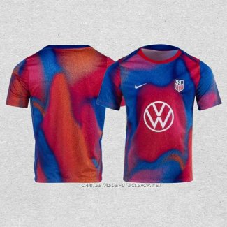 Camiseta Pre Partido del Estados Unidos 2024 Azul y Rojo