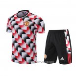 Chandal del Manchester United 22-23 Manga Corta Negro y Rojo - Pantalon Corto